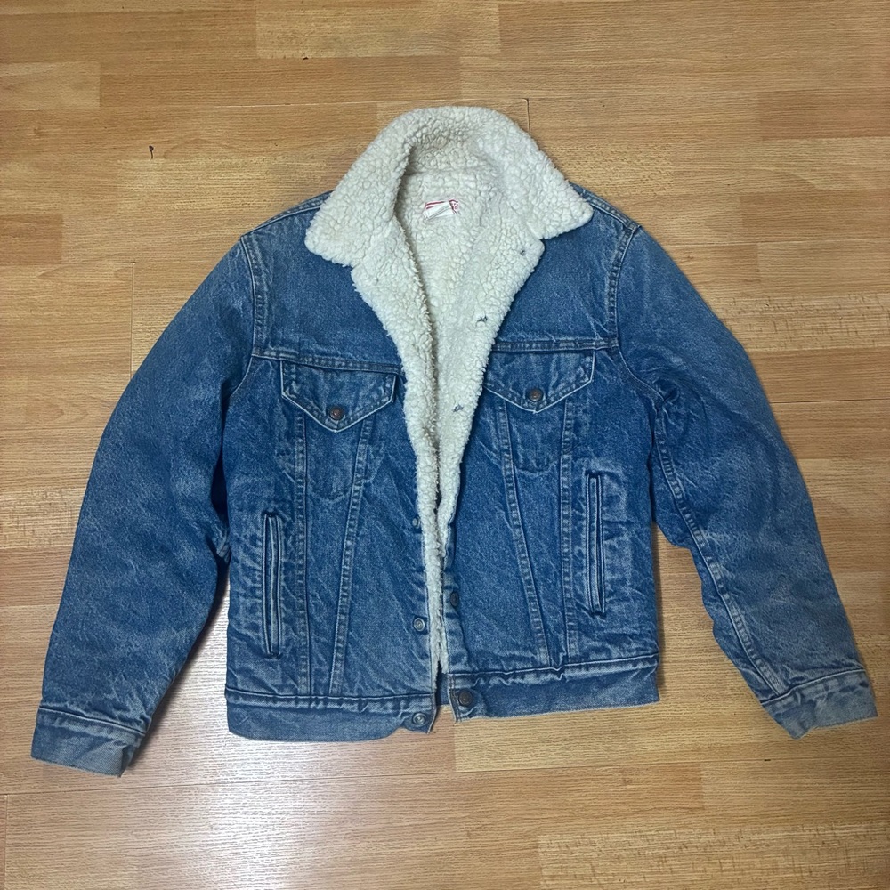 Vintage Sherpa Lined Denim Trucker Jacket Men’s Sz M/L Made in USA 80s/90s Style